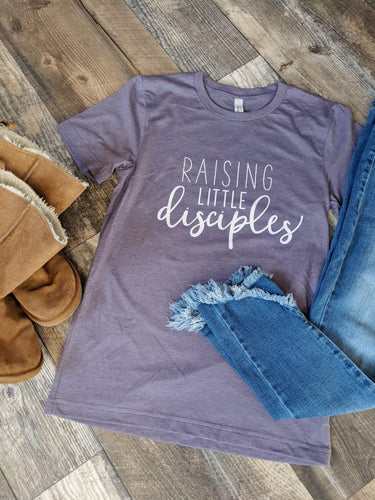 Raising Little Disciples t-shirt (heather vintage purple)
