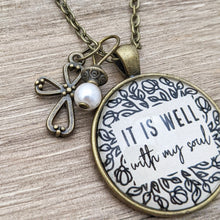It is well with my soul pendant necklace with charms | Vintage Inspired Scripture Jewelry| Christian Necklace