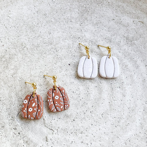 Clay pumpkin earrings