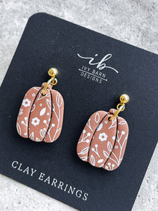 Clay pumpkin earrings