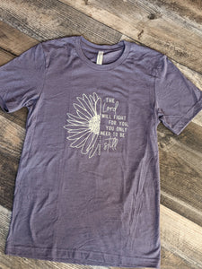 The Lord will Fight for You T-Shirt (heather vintage purple)