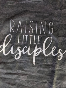 Raising Little Disciples T-shirt (green and charcoal camo)