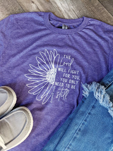 The Lord will Fight for You T-Shirt (heather purple)