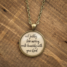"act justly, love mercy, walk humbly with your God" necklace