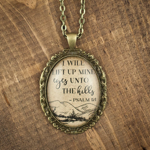 "I will lift up mine eyes unto the hills" necklace