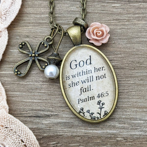 God is within her, she will not fail. Psalm 46:5  | charm necklace | Mother's Day Gift