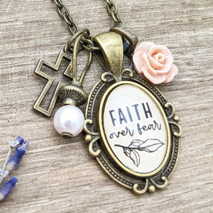 Faith Over Fear vintage necklace | Sunday School gift | Secret Sister Gift