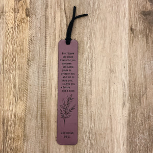 Jeremiah 29:11 - Leather Bookmark - For I know the plans I have for you