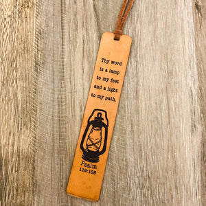 Psalm 119:105 - Leather Bookmark - Thy Word is a Lamp to my feet