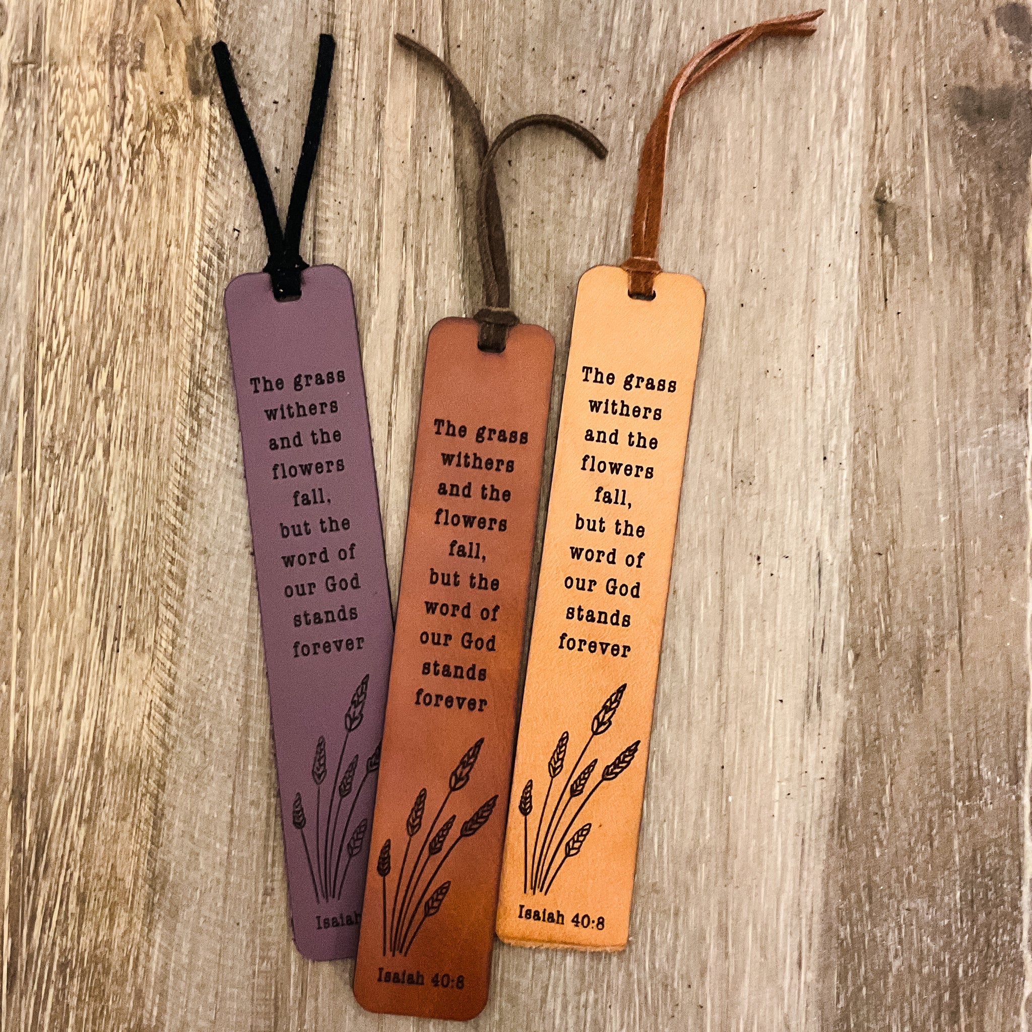 Isaiah 40:8 - Leather Bookmark - the Word of our God stands forever ... Isaiah 40:8 - Leather Bookmark - the Word of our God stands forever ...