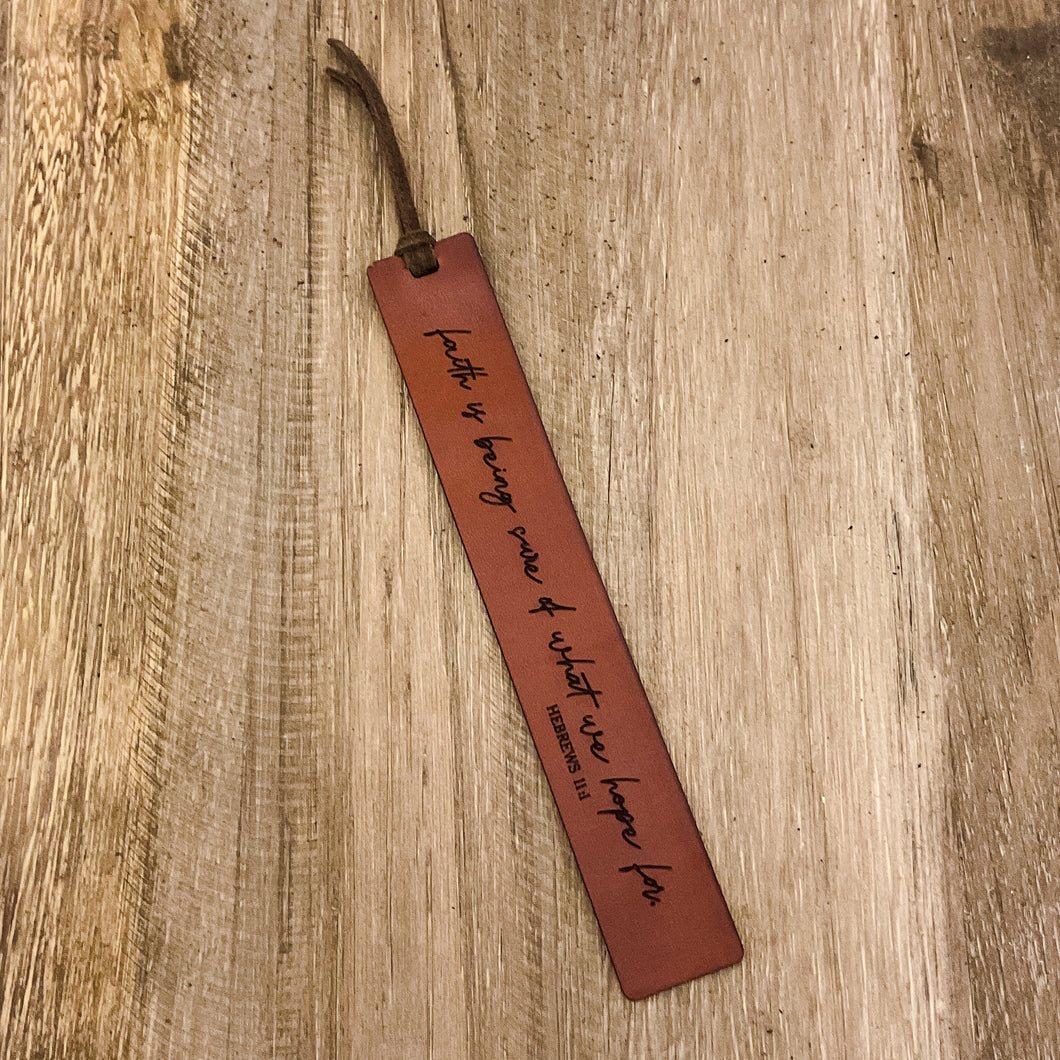 Hebrews 11:1 - Leather Bookmark - faith is being sure of what we hope for