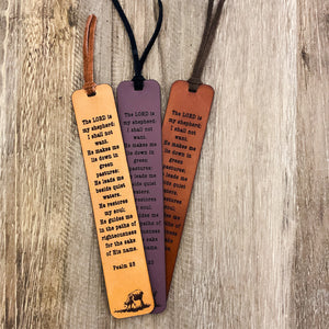 Psalm 23 - Leather Bookmark - The Lord is my Shepherd