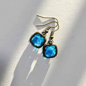 Square Sapphire Glass Earring