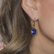 Square Royal Blue Glass Earring