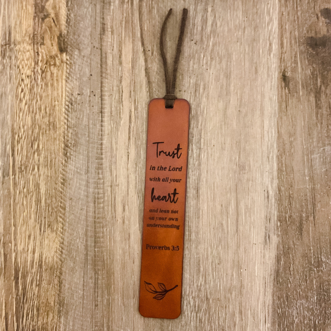 Proverbs 3:5 - Leather Bookmark - Trust in the Lord with all your heart...