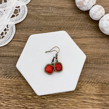 Square Red Glass Earring