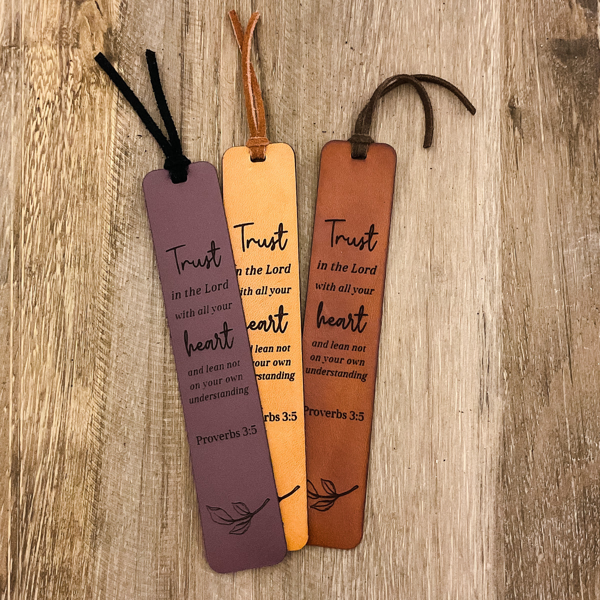 Proverbs 3:5 - Leather Bookmark - Trust in the Lord with all your hear ...