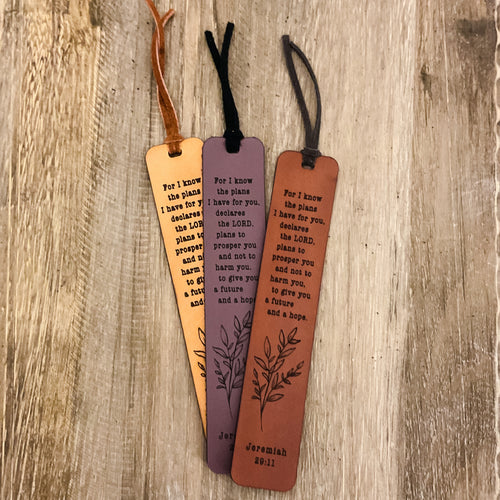 Jeremiah 29:11 - Leather Bookmark - For I know the plans I have for you