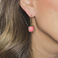 Square Pink Coral Glass Earring