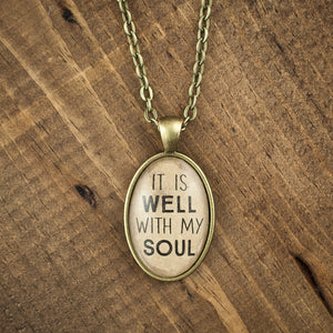 "It is well with my soul" oval necklace